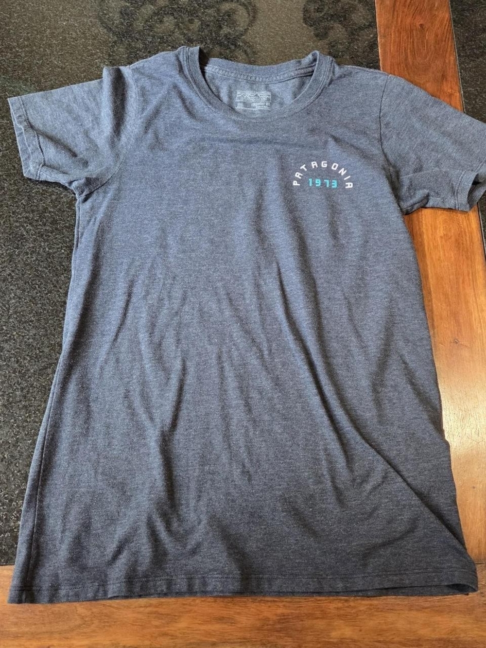 Patagonia Charcoal Tee with Teal Accent